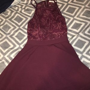 Maroon colored short homecoming dress